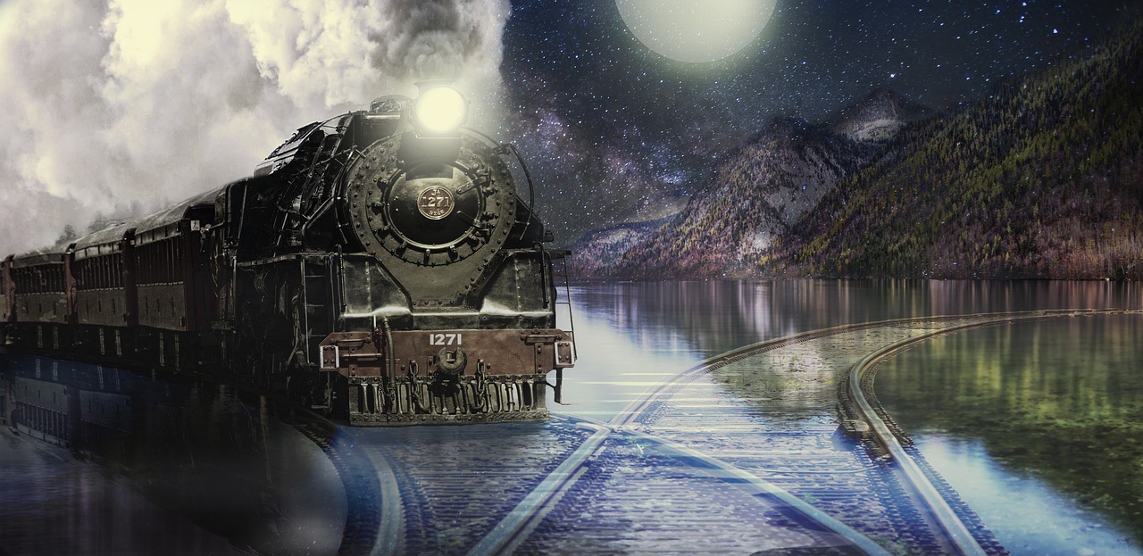 Loc Train Lake Rails Locomotive  - pixundfertig / Pixabay